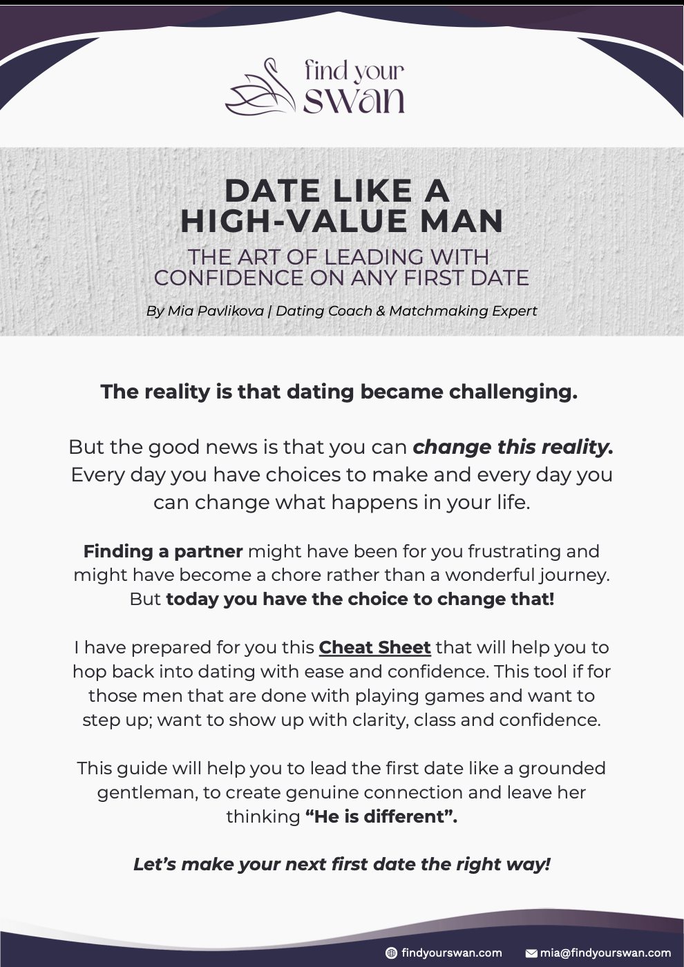 The first page of Date like a high-value man