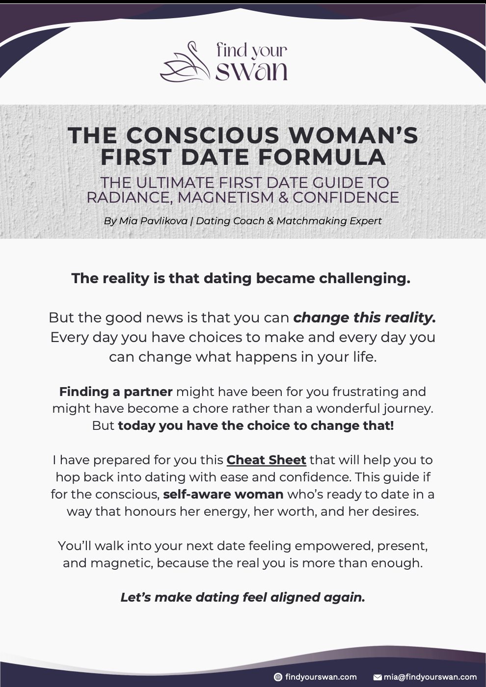 The first page of The conscious woman’s first date formula